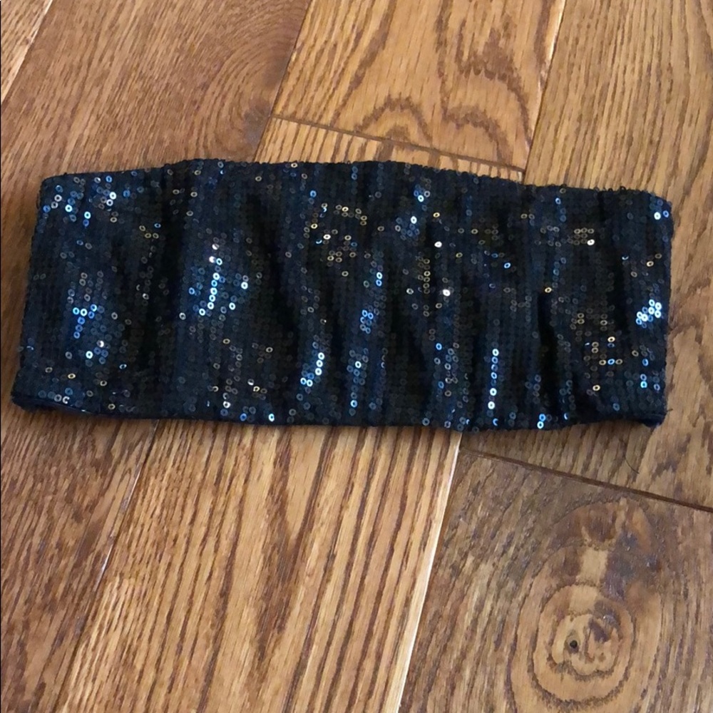 black sequin bandeau bra